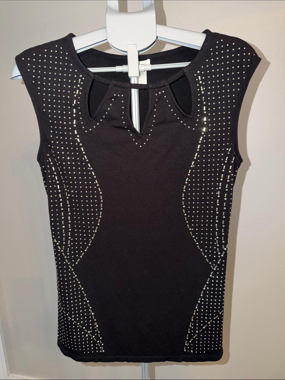 Cache Black Sleeveless Tank with Gold Stud Embellishments